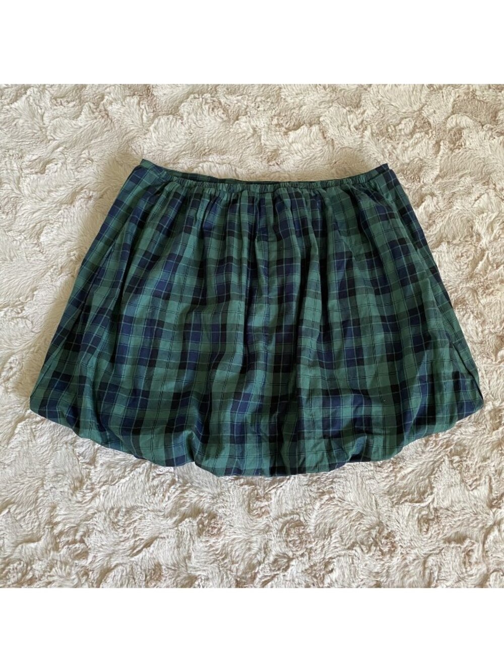 No Boundaries Womens XS 0-2 Green Plaid Short Bubble Skirt